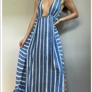 Anthropologie L’Space Chambray Plunge Maxi Dress